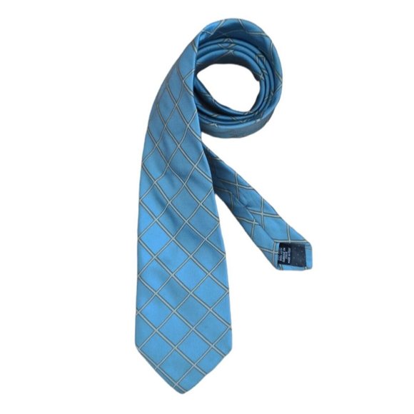 GIANFRANCO FERRE Blue Plaid Silk Tie ITALY 60"/ 3.7" EC - Picture 2 of 7